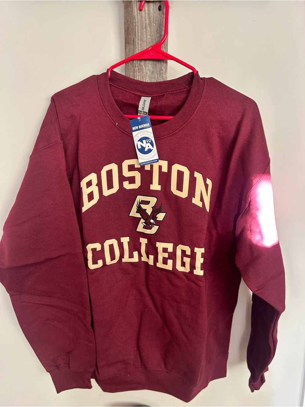 Gildan Maroon Crewneck Sweatshirt with Cream Print
